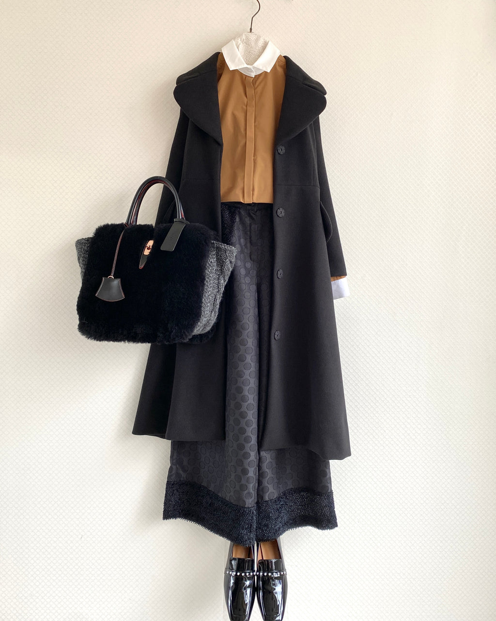 異素材mixワイドパンツ